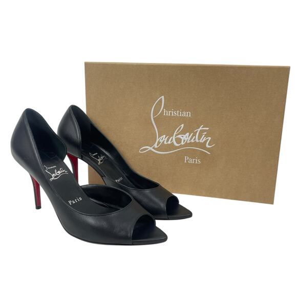 Christian Louboutin Open Apostropha 80 d'Orsay Leather Pump Black Size 38 - Picture 13 of 13